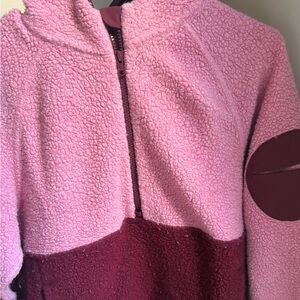 Outdoor Voices Burgundy and Pink Fleece Jacket